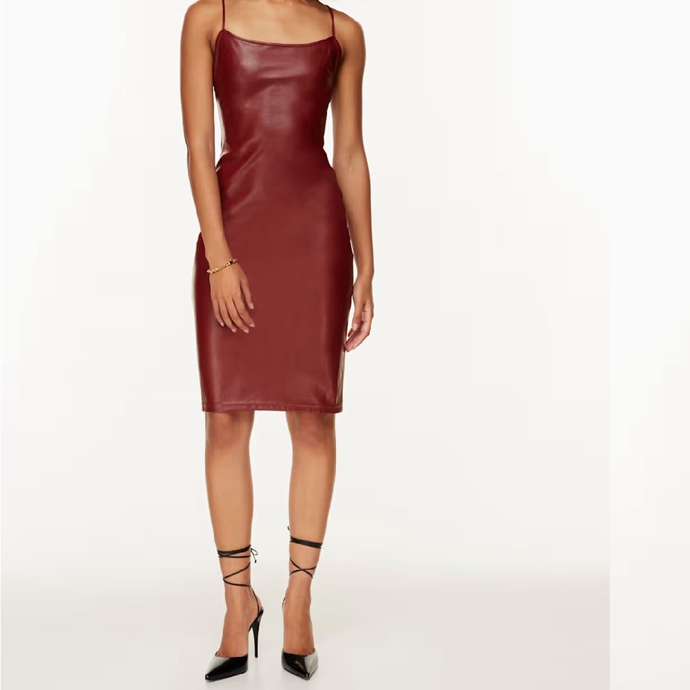 ARITZIA Strappy-back Vegan Leather Midi dress
